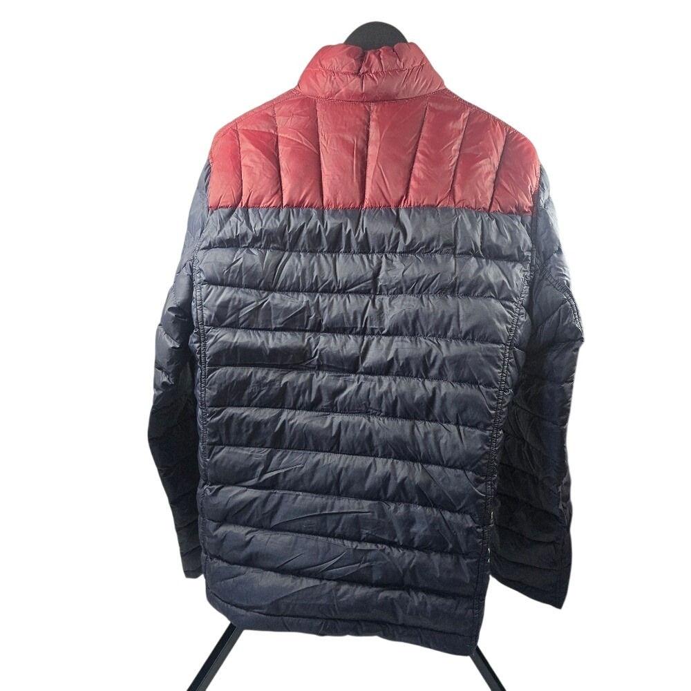 Nautica Men Puffer Jacket Navy Burgundy Colorblock Lightweight reversible - Picture 5 of 9
